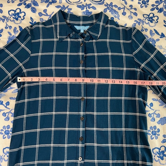 Women's Draper James Blue and White Window Pane Flannel Size 4 - Picture 7 of 14